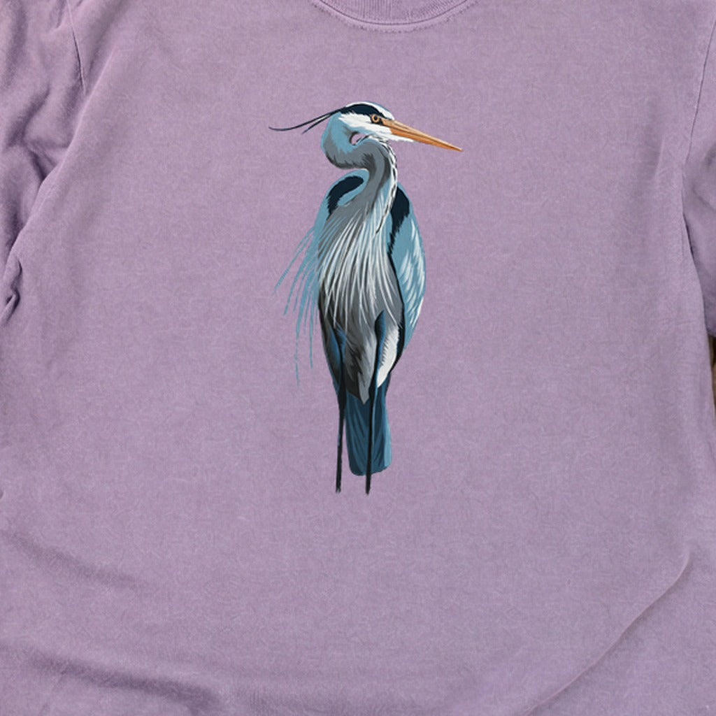 Painted Great Blue Heron Cotton Long Sleeve