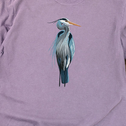 Painted Great Blue Heron Cotton Long Sleeve