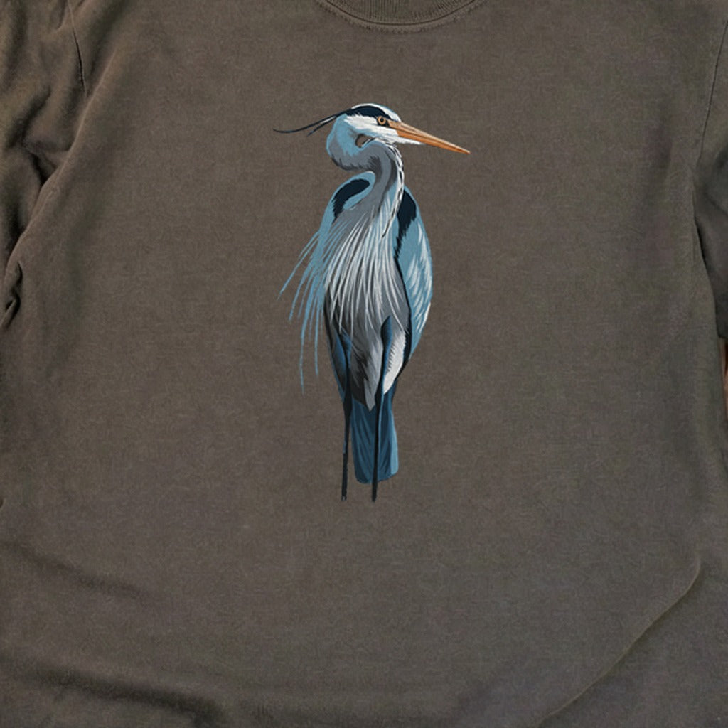 Painted Great Blue Heron Cotton Long Sleeve