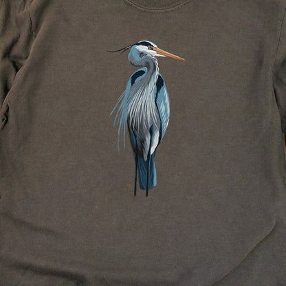 Painted Great Blue Heron Cotton Long Sleeve