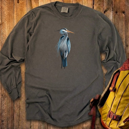 Painted Great Blue Heron Cotton Long Sleeve