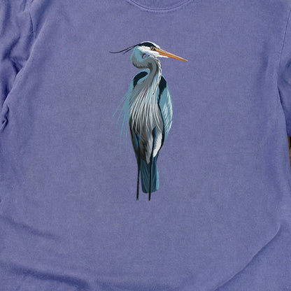 Painted Great Blue Heron Cotton Long Sleeve