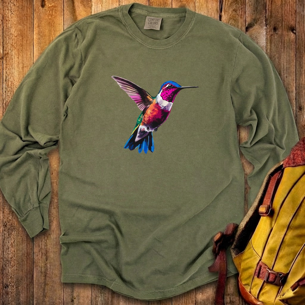 Painted Hummingbird Cotton Long Sleeve