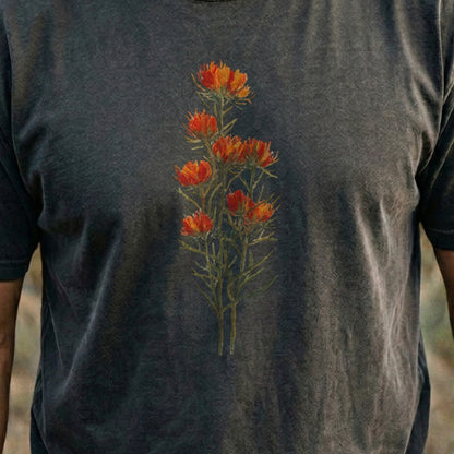 Painted Indian Paintbrush Cotton T-Shirt