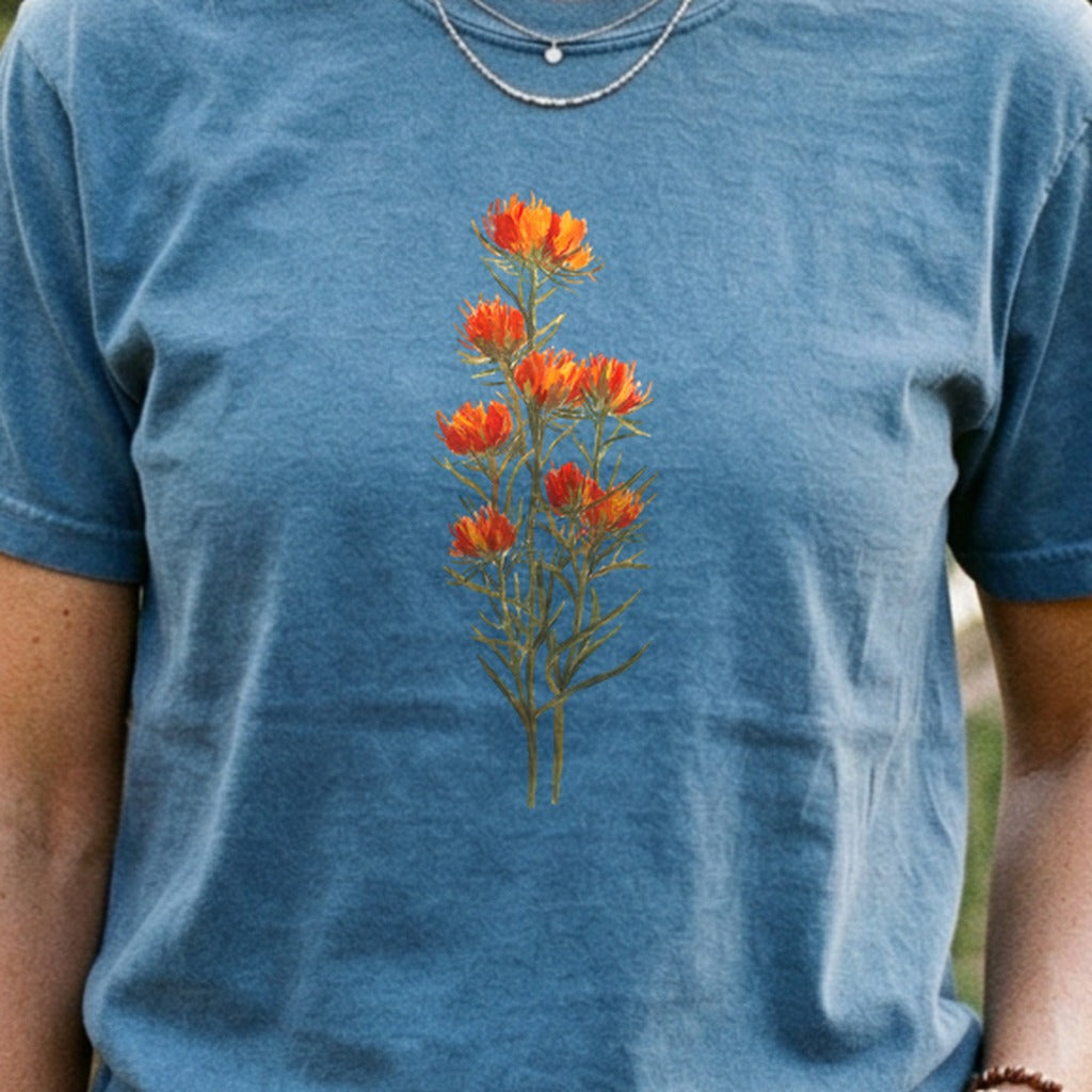Painted Indian Paintbrush Cotton T-Shirt