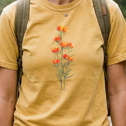 Painted Indian Paintbrush Cotton T-Shirt
