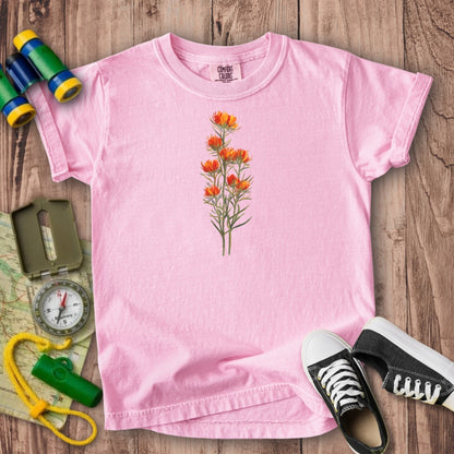 Painted Indian Paintbrush Kids Cotton T-Shirt