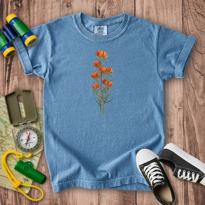 Painted Indian Paintbrush Kids Cotton T-Shirt