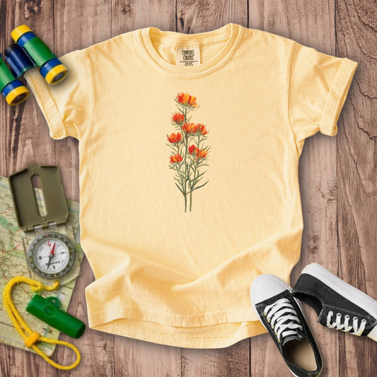 Painted Indian Paintbrush Kids Cotton T-Shirt