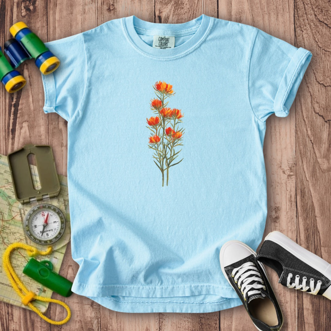 Painted Indian Paintbrush Kids Cotton T-Shirt