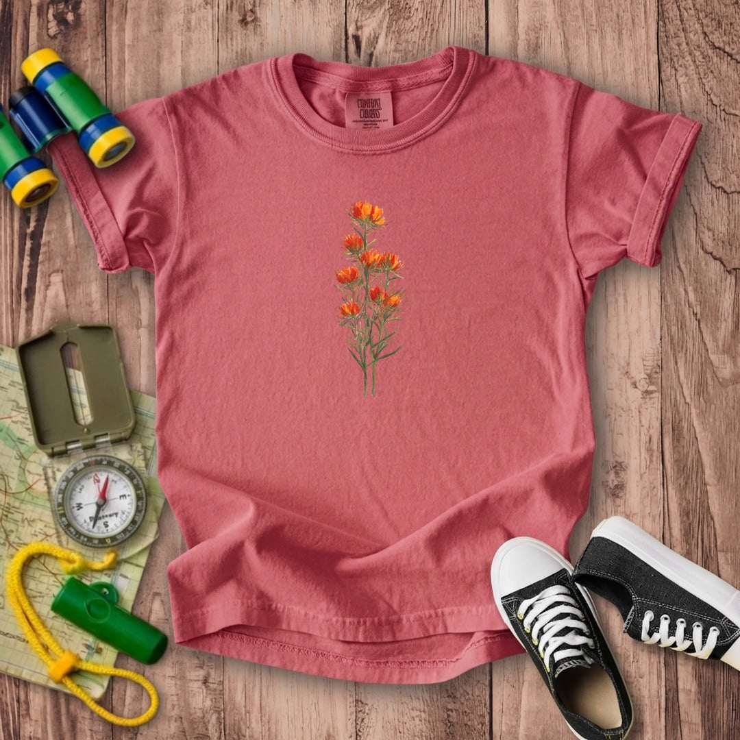 Painted Indian Paintbrush Kids Cotton T-Shirt
