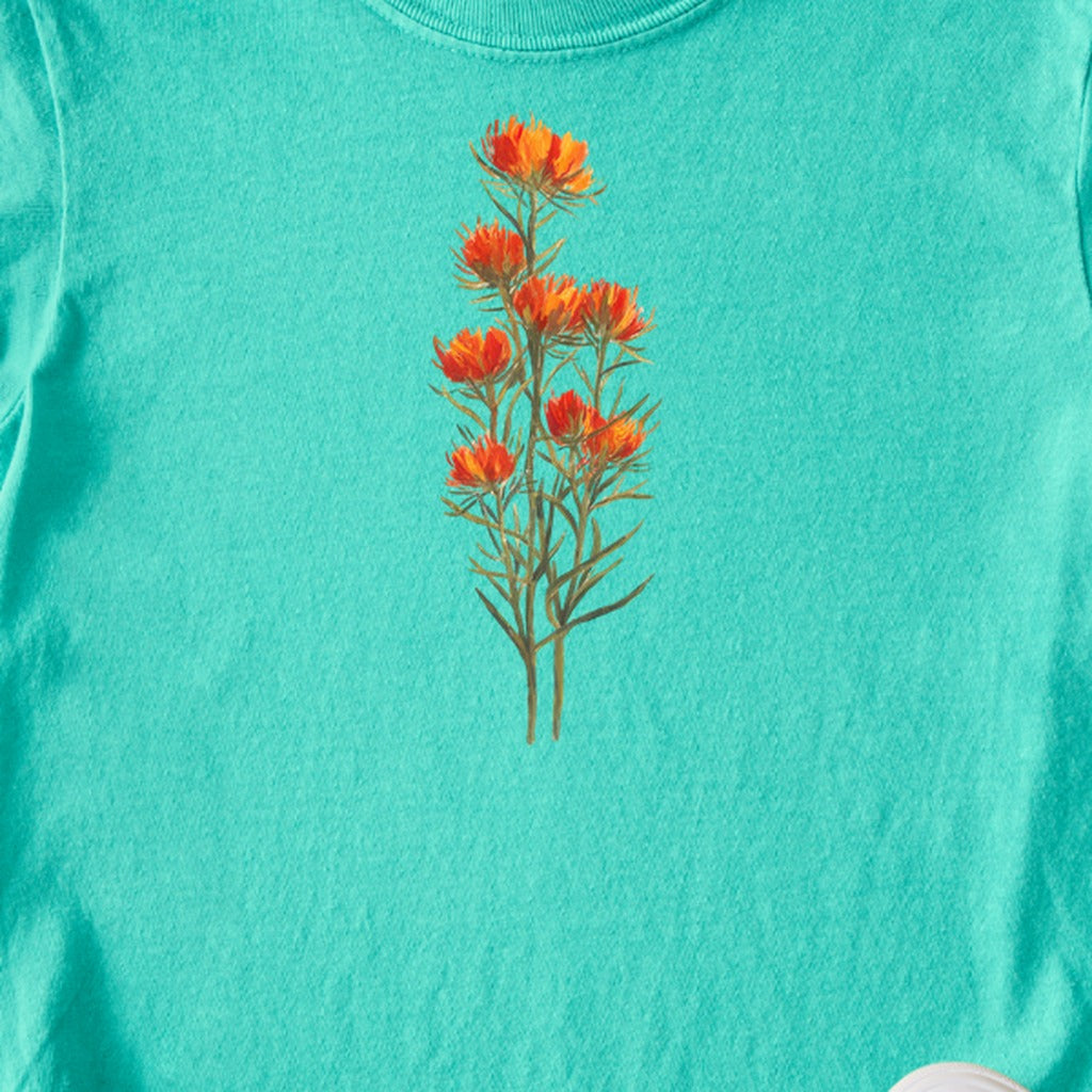 Painted Indian Paintbrush Kids Cotton T-Shirt