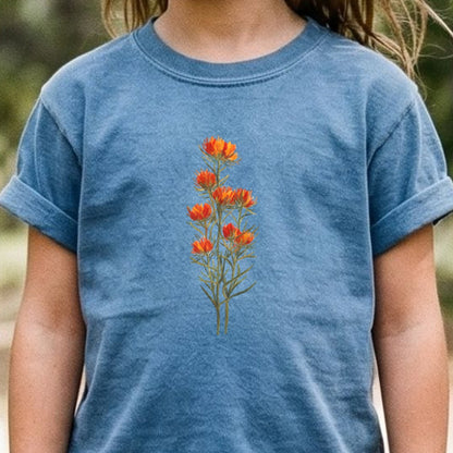 Painted Indian Paintbrush Kids Cotton T-Shirt