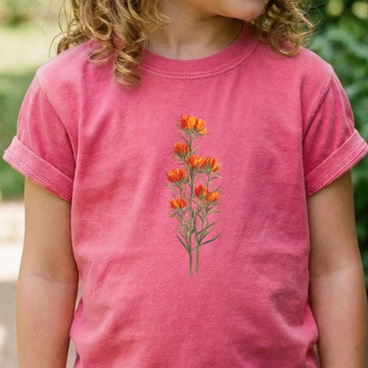 Painted Indian Paintbrush Kids Cotton T-Shirt