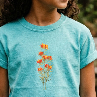 Painted Indian Paintbrush Kids Cotton T-Shirt