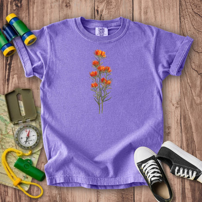 Painted Indian Paintbrush Kids Cotton T-Shirt