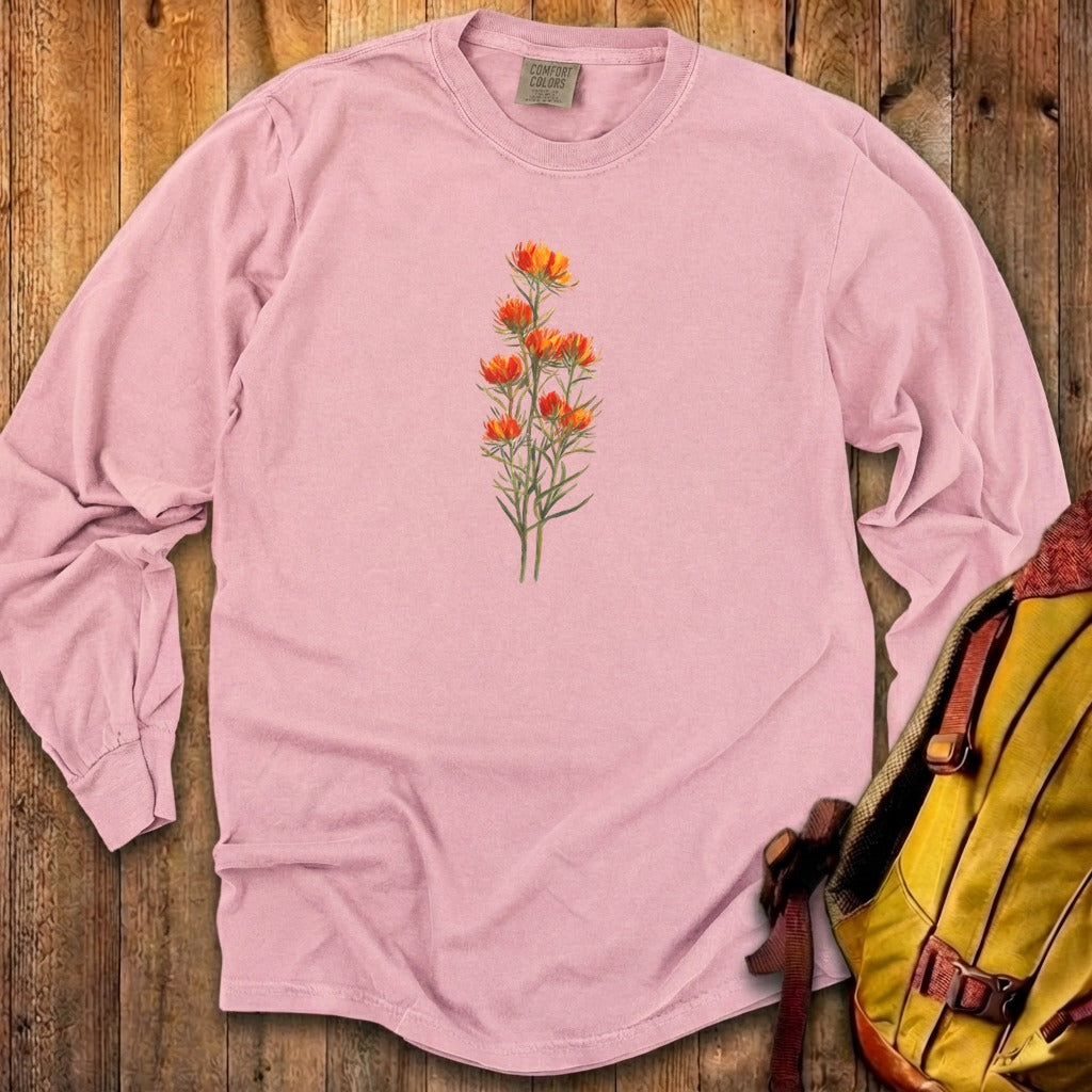 Painted Indian Paintbrush Cotton Long Sleeve