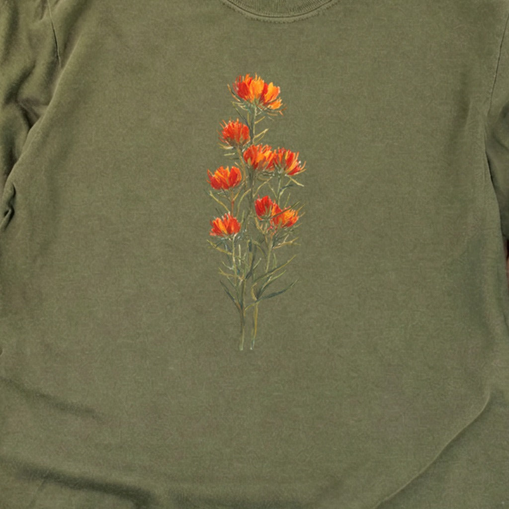Painted Indian Paintbrush Cotton Long Sleeve