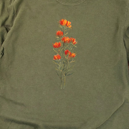 Painted Indian Paintbrush Cotton Long Sleeve