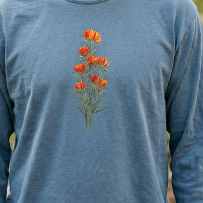 Painted Indian Paintbrush Cotton Long Sleeve