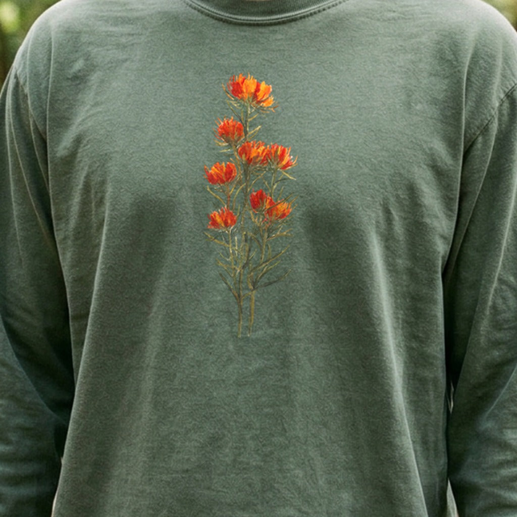 Painted Indian Paintbrush Cotton Long Sleeve