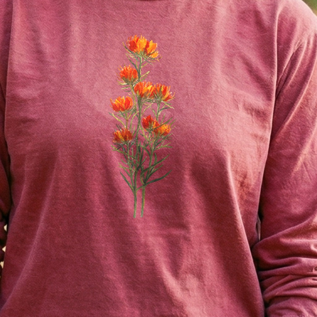 Painted Indian Paintbrush Cotton Long Sleeve