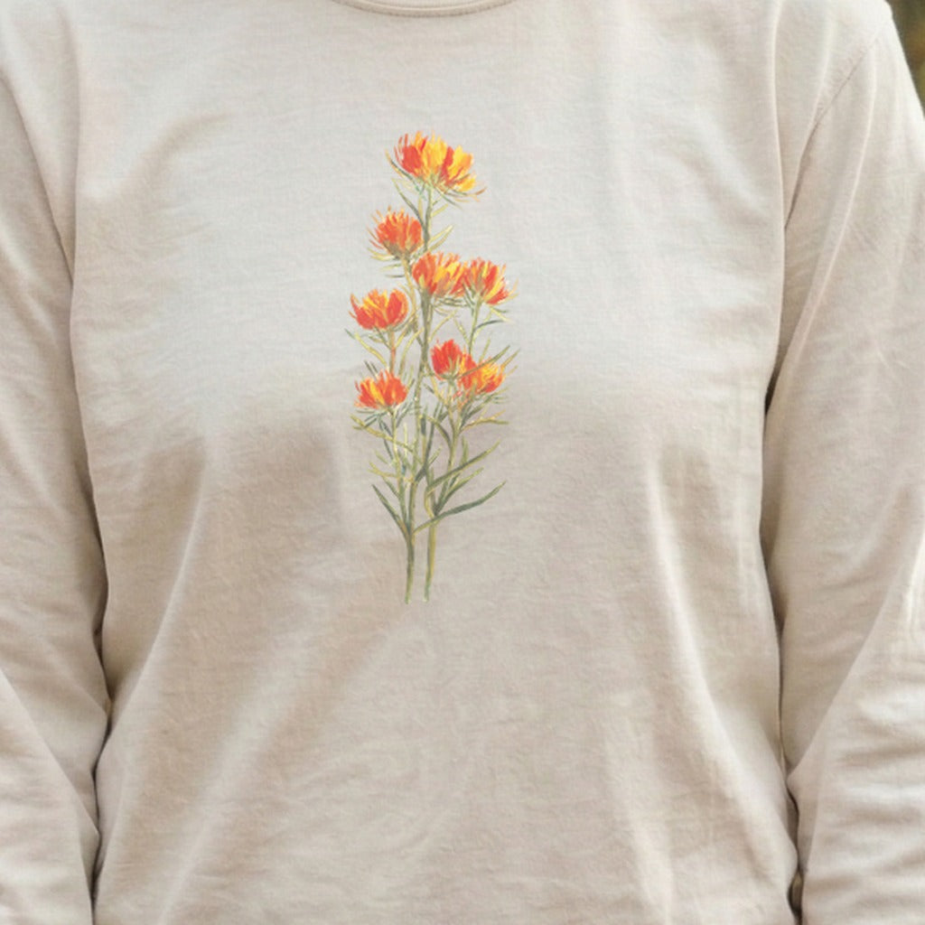 Painted Indian Paintbrush Cotton Long Sleeve