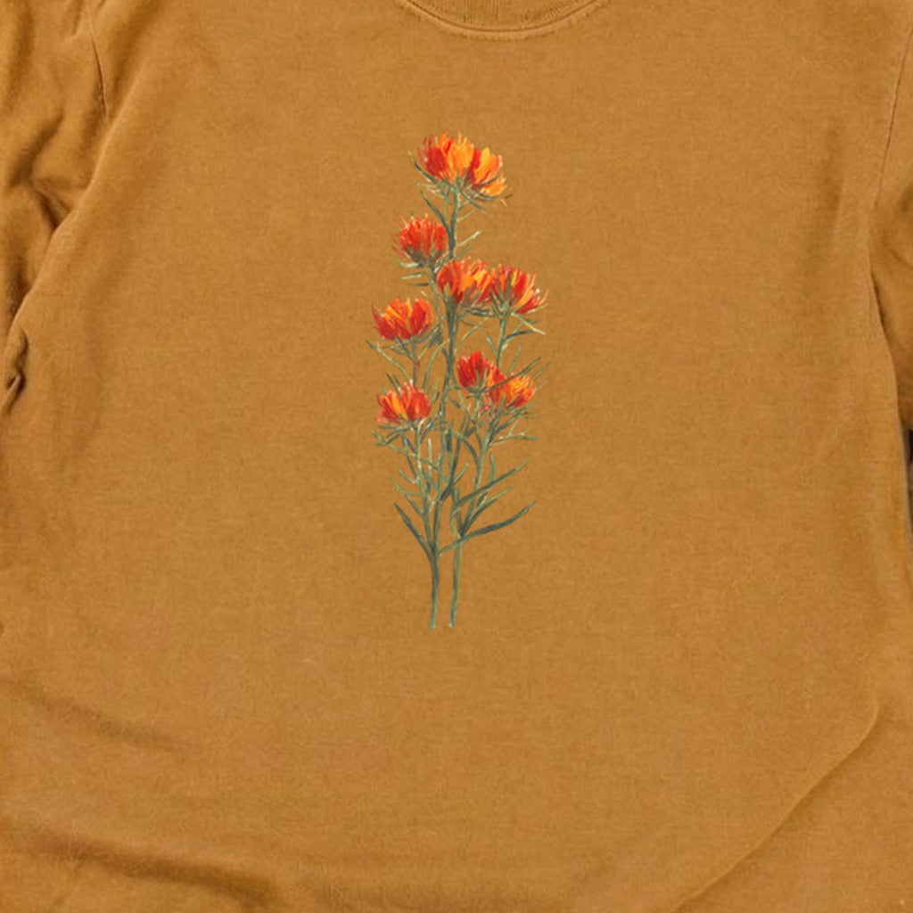 Painted Indian Paintbrush Cotton Long Sleeve