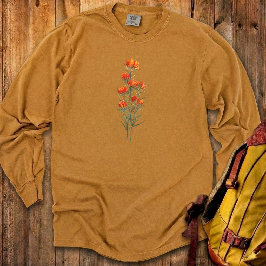 Painted Indian Paintbrush Cotton Long Sleeve