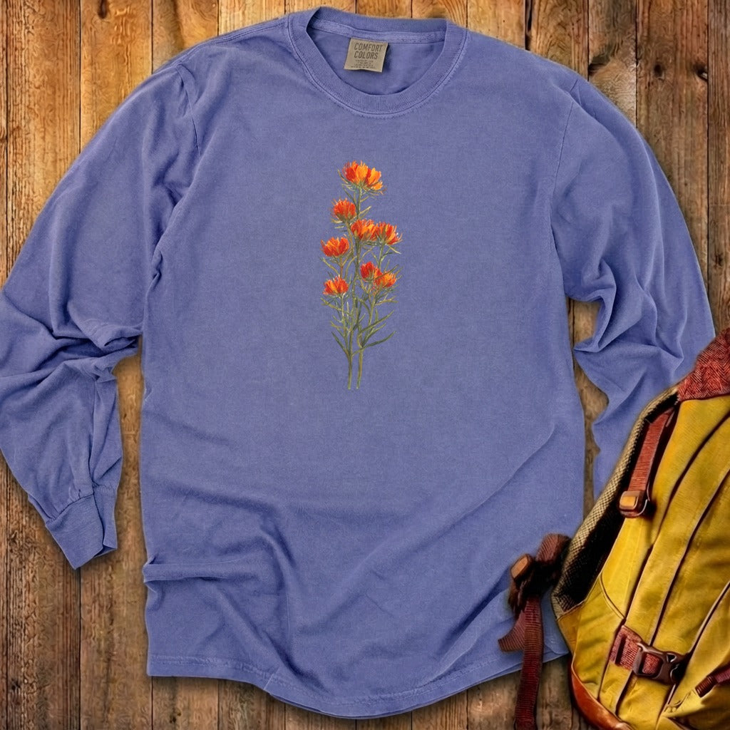 Painted Indian Paintbrush Cotton Long Sleeve