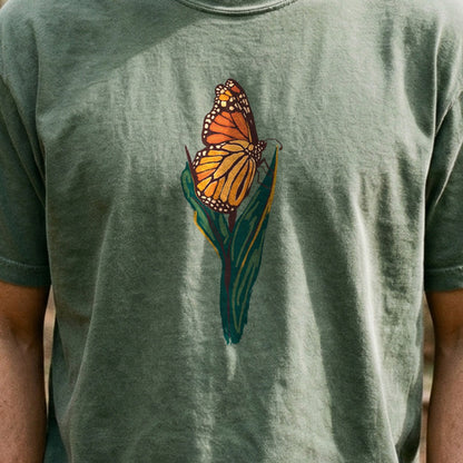Painted Monarch Butterfly Cotton T-Shirt