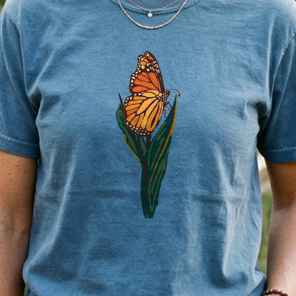 Painted Monarch Butterfly Cotton T-Shirt