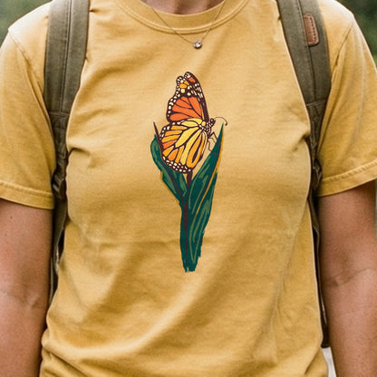 Painted Monarch Butterfly Cotton T-Shirt