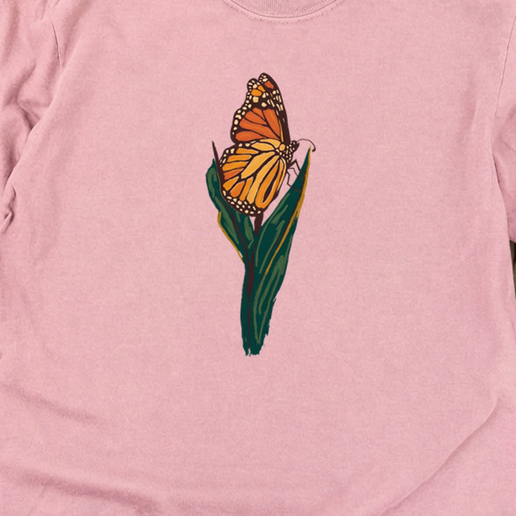 Painted Monarch Butterfly Cotton Long Sleeve