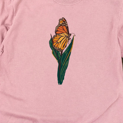 Painted Monarch Butterfly Cotton Long Sleeve