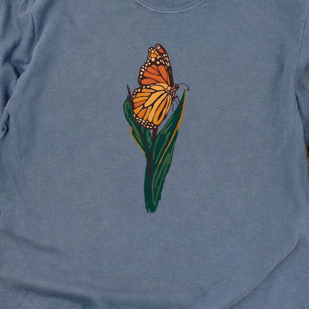 Painted Monarch Butterfly Cotton Long Sleeve