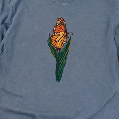 Painted Monarch Butterfly Cotton Long Sleeve