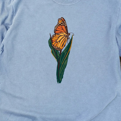 Painted Monarch Butterfly Cotton Long Sleeve
