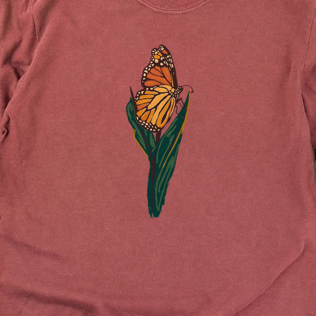 Painted Monarch Butterfly Cotton Long Sleeve