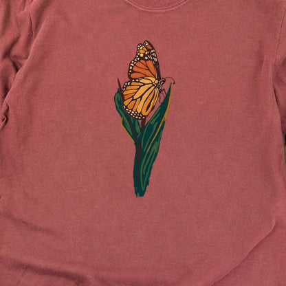 Painted Monarch Butterfly Cotton Long Sleeve