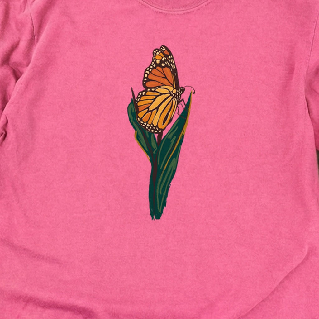 Painted Monarch Butterfly Cotton Long Sleeve