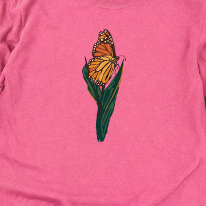 Painted Monarch Butterfly Cotton Long Sleeve