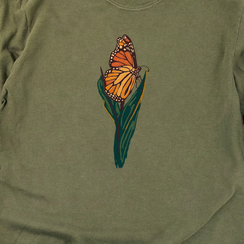 Painted Monarch Butterfly Cotton Long Sleeve