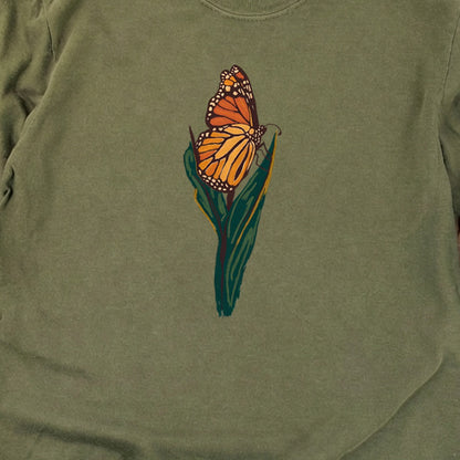 Painted Monarch Butterfly Cotton Long Sleeve