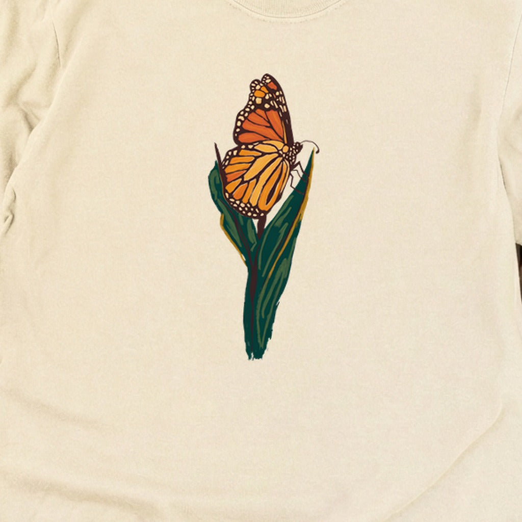 Painted Monarch Butterfly Cotton Long Sleeve