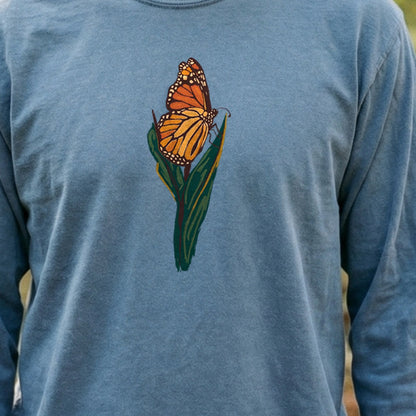Painted Monarch Butterfly Cotton Long Sleeve