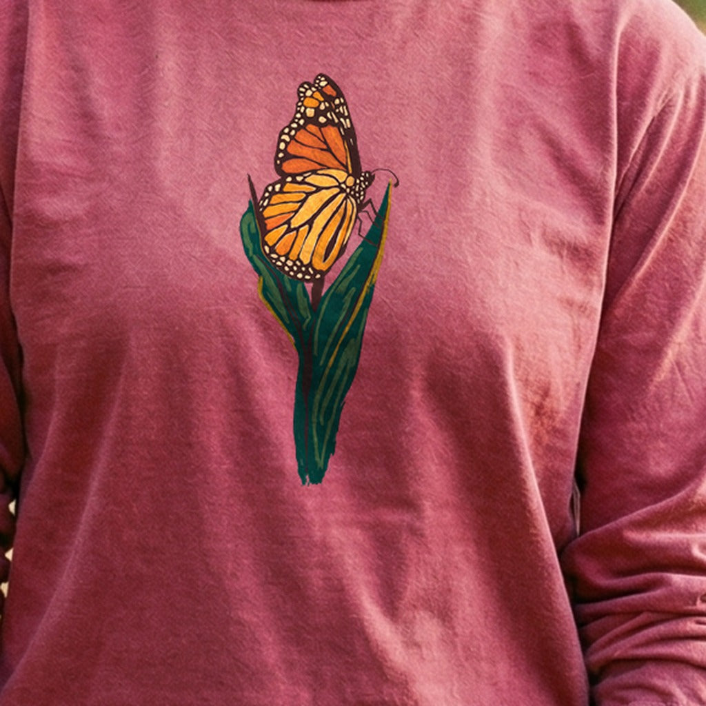 Painted Monarch Butterfly Cotton Long Sleeve