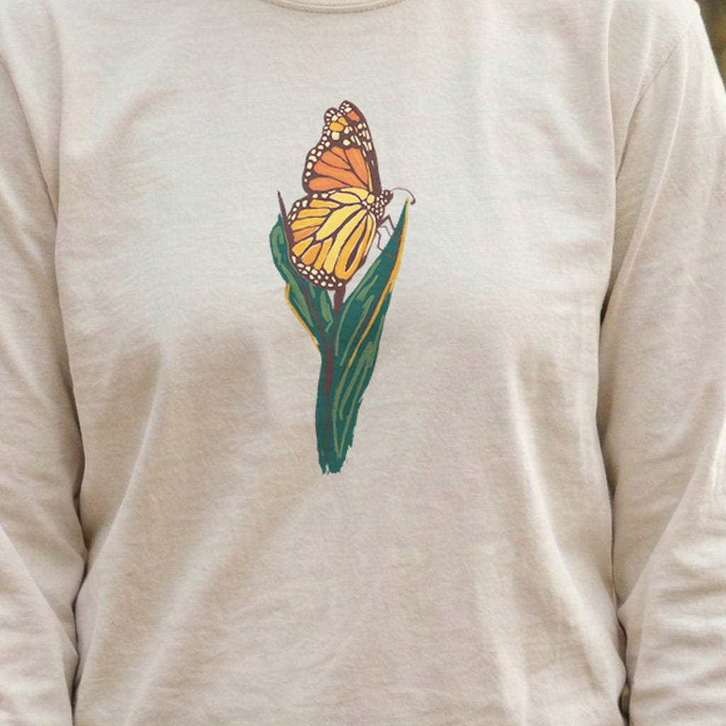 Painted Monarch Butterfly Cotton Long Sleeve
