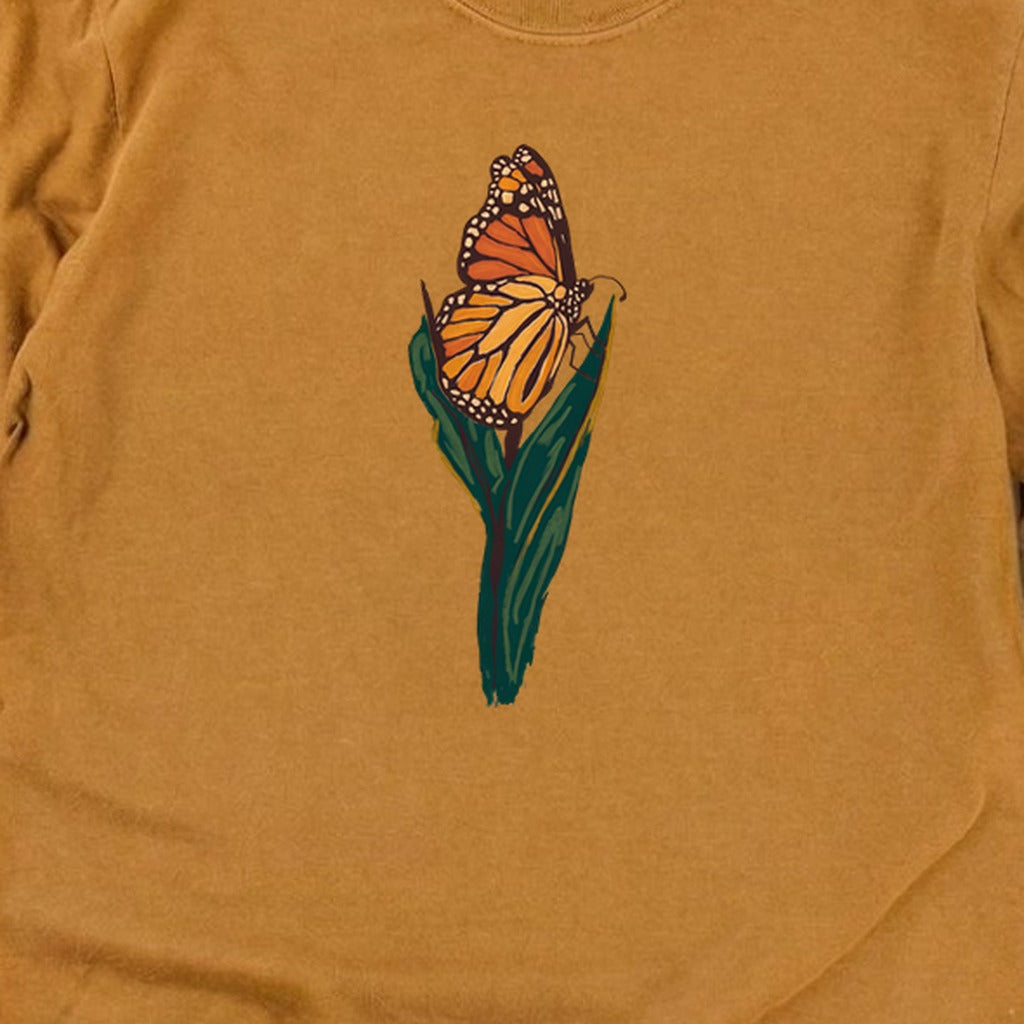 Painted Monarch Butterfly Cotton Long Sleeve