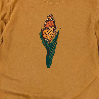 Painted Monarch Butterfly Cotton Long Sleeve